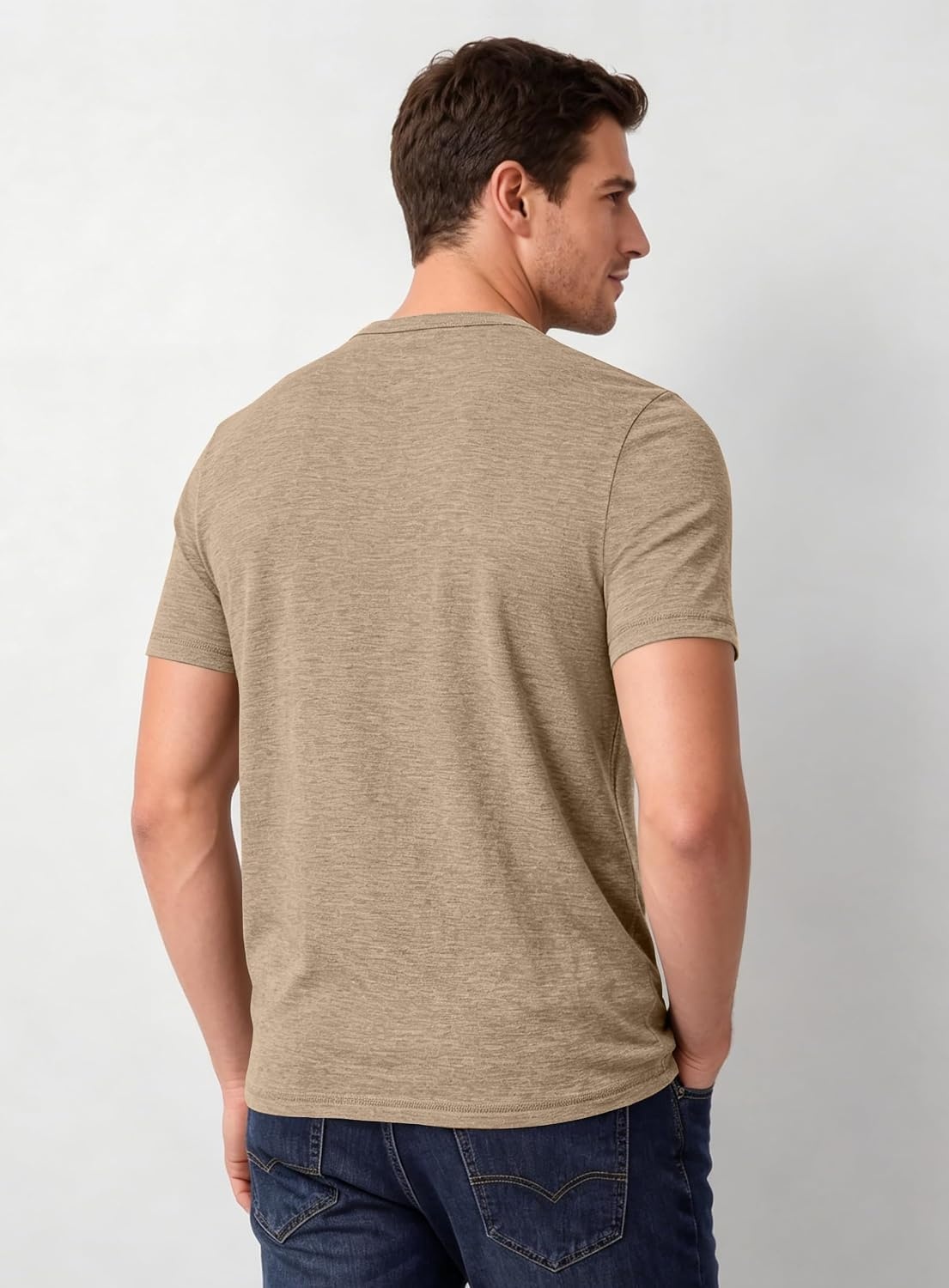 image:imageCOOFANDY Mens T Shirts Short Sleeve Soft Crew Neck Casual Basic Tee Shirts Lightweight breathable fabric basic crewneck design easy to layer or match great for daily wear gifts amp vacationKhaki