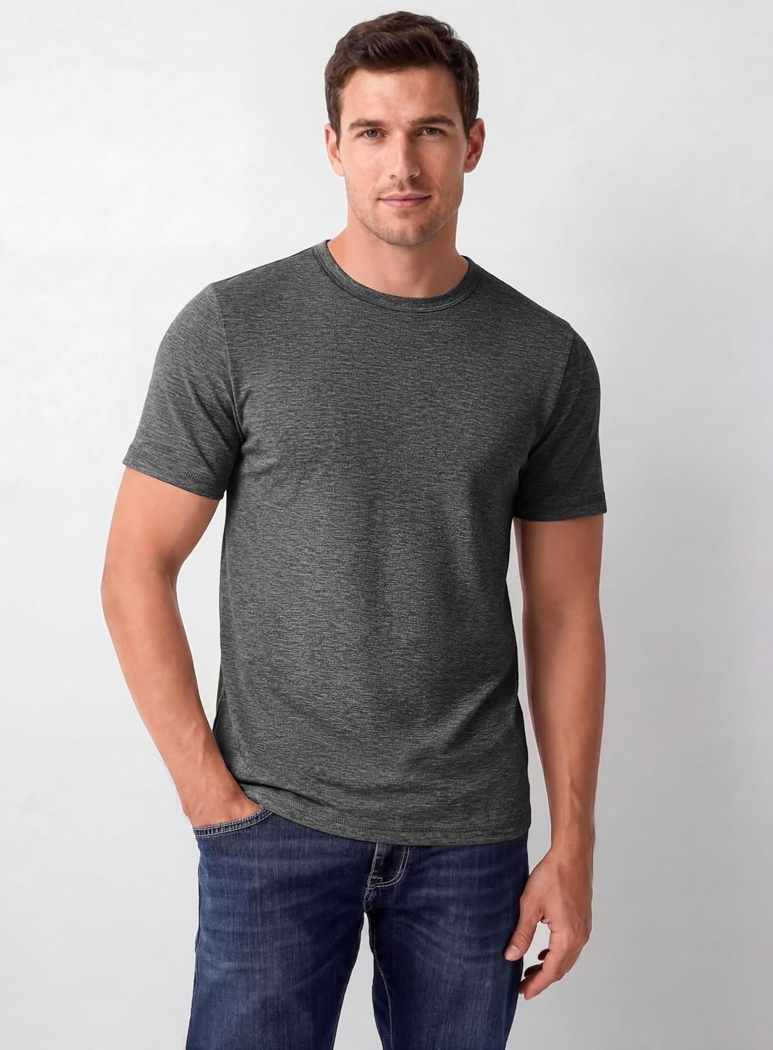 image:imageCOOFANDY Mens T Shirts Short Sleeve Soft Crew Neck Casual Basic Tee Shirts Lightweight breathable fabric basic crewneck design easy to layer or match great for daily wear gifts amp vacationAdark Grey