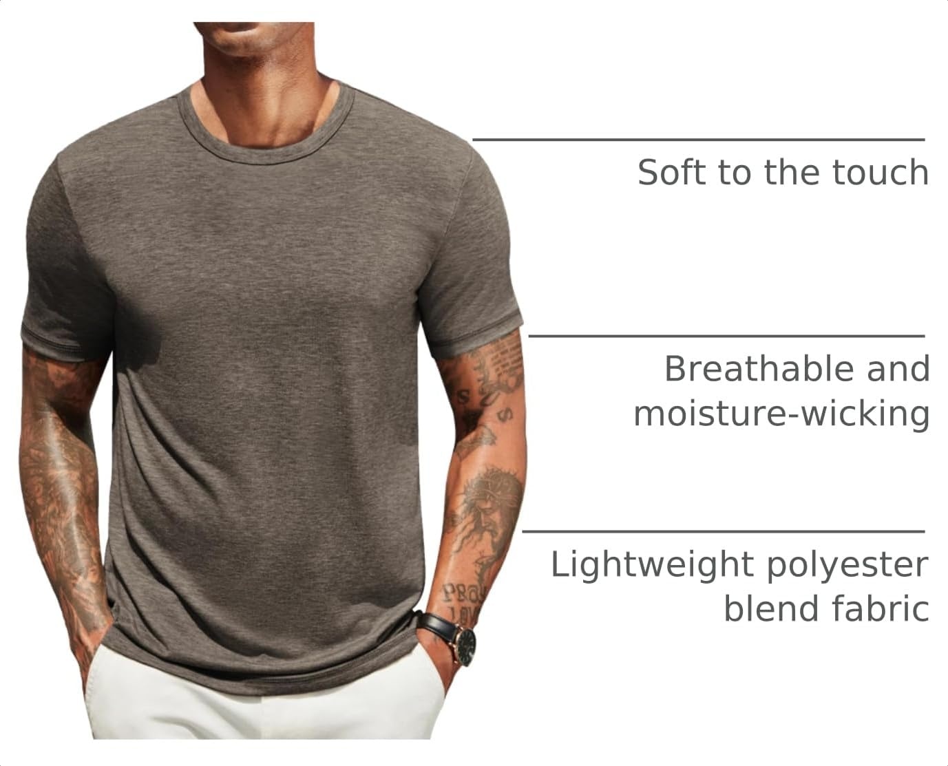 image:imageCOOFANDY Mens T Shirts Short Sleeve Soft Crew Neck Casual Basic Tee Shirts Lightweight breathable fabric basic crewneck design easy to layer or match great for daily wear gifts amp vacationBrown