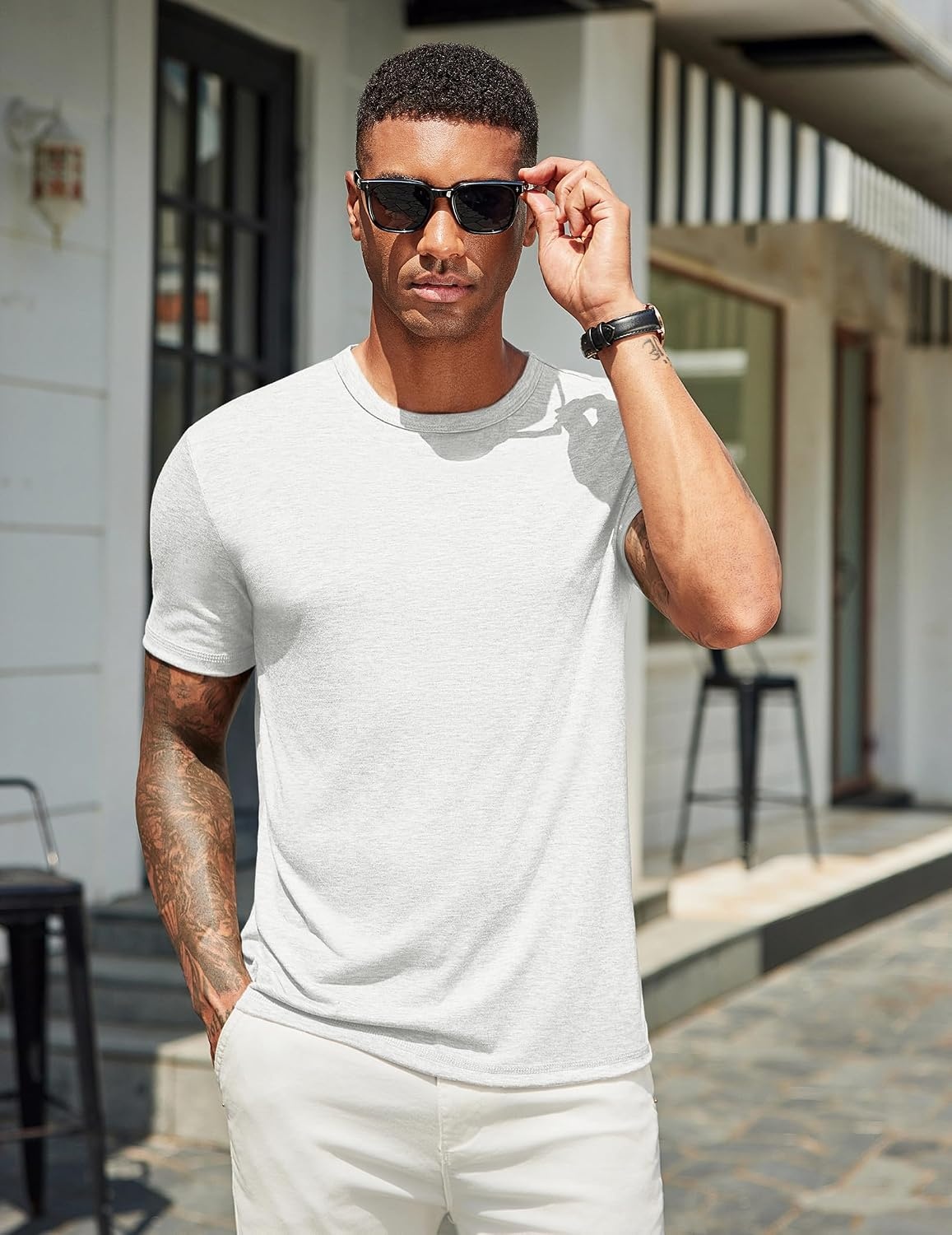 image:imageCOOFANDY Mens T Shirts Short Sleeve Soft Crew Neck Casual Basic Tee Shirts Lightweight breathable fabric basic crewneck design easy to layer or match great for daily wear gifts amp vacationAwhite
