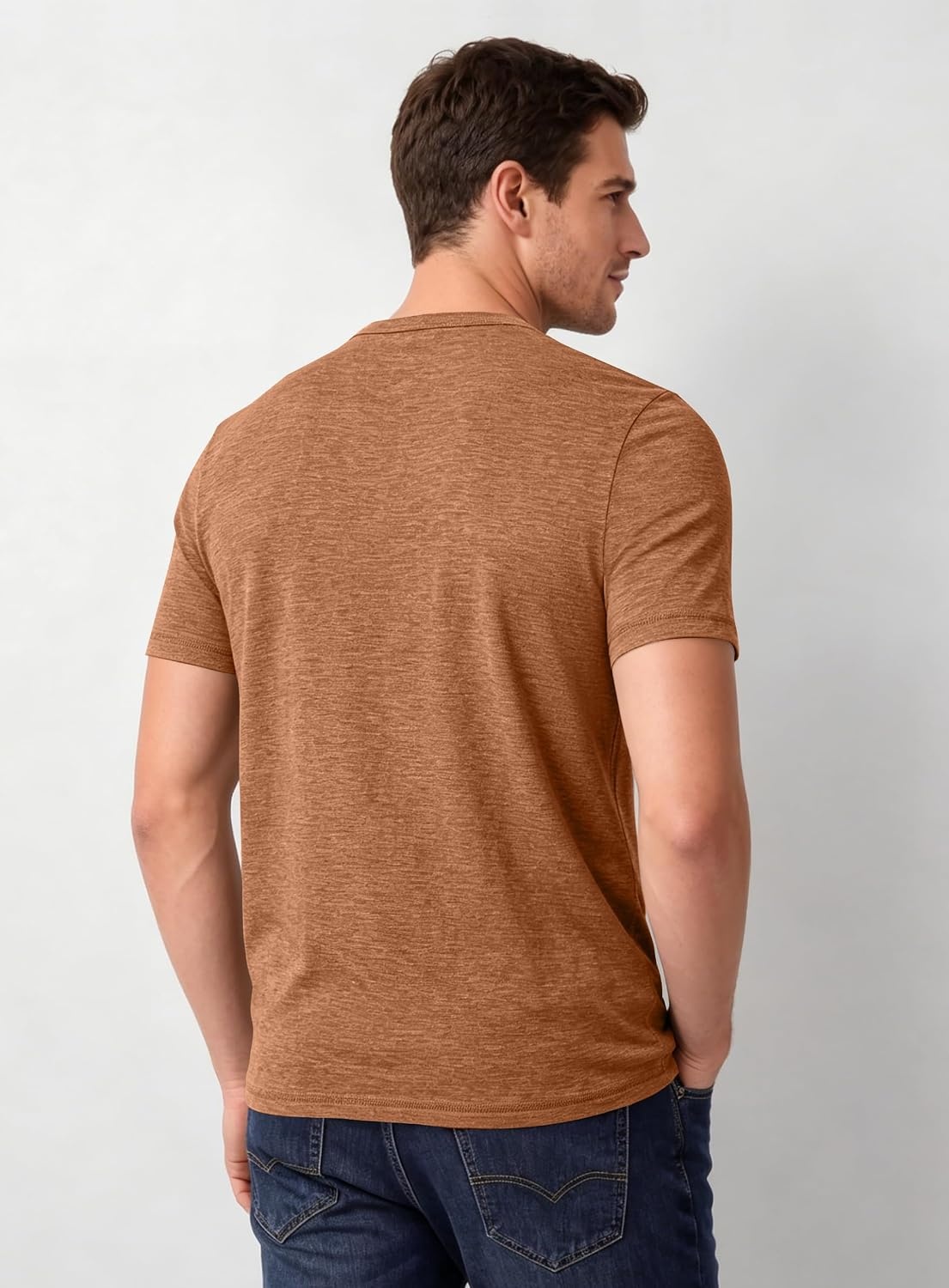image:imageCOOFANDY Mens T Shirts Short Sleeve Soft Crew Neck Casual Basic Tee Shirts Lightweight breathable fabric basic crewneck design easy to layer or match great for daily wear gifts amp vacationCaramel