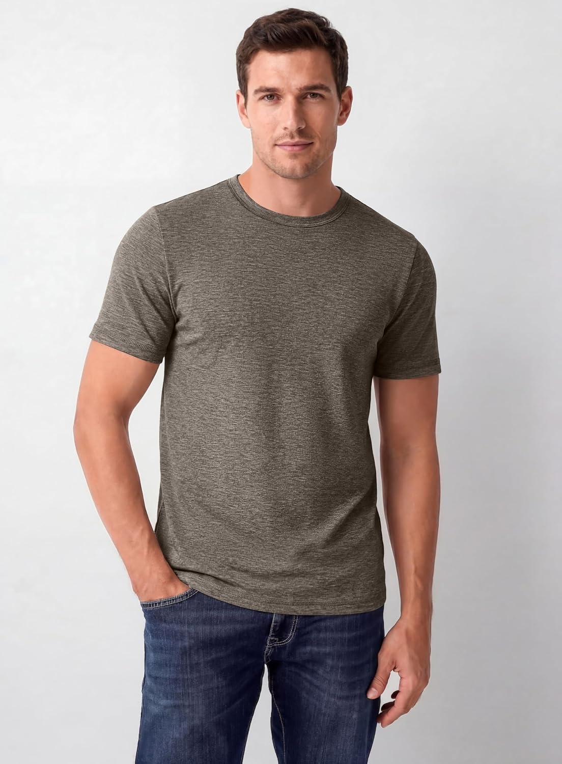 image:imageCOOFANDY Mens T Shirts Short Sleeve Soft Crew Neck Casual Basic Tee Shirts Lightweight breathable fabric basic crewneck design easy to layer or match great for daily wear gifts amp vacationBrown