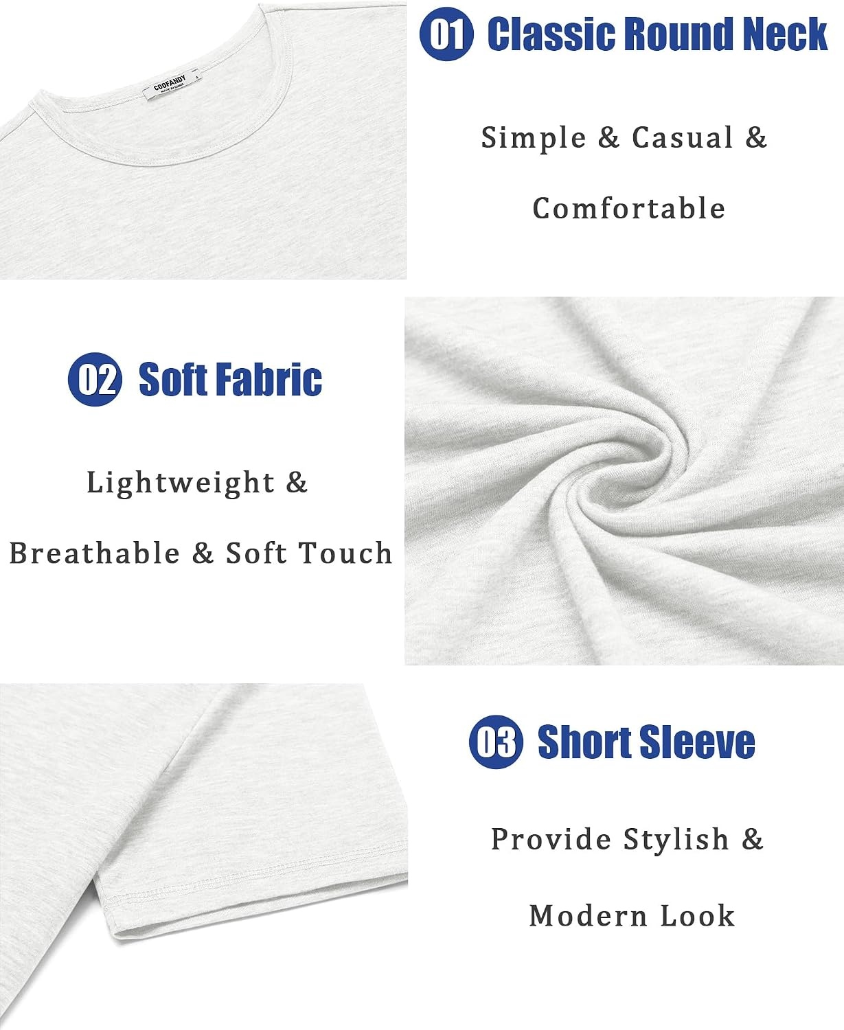 image:imageCOOFANDY Mens T Shirts Short Sleeve Soft Crew Neck Casual Basic Tee Shirts Lightweight breathable fabric basic crewneck design easy to layer or match great for daily wear gifts amp vacationAwhite