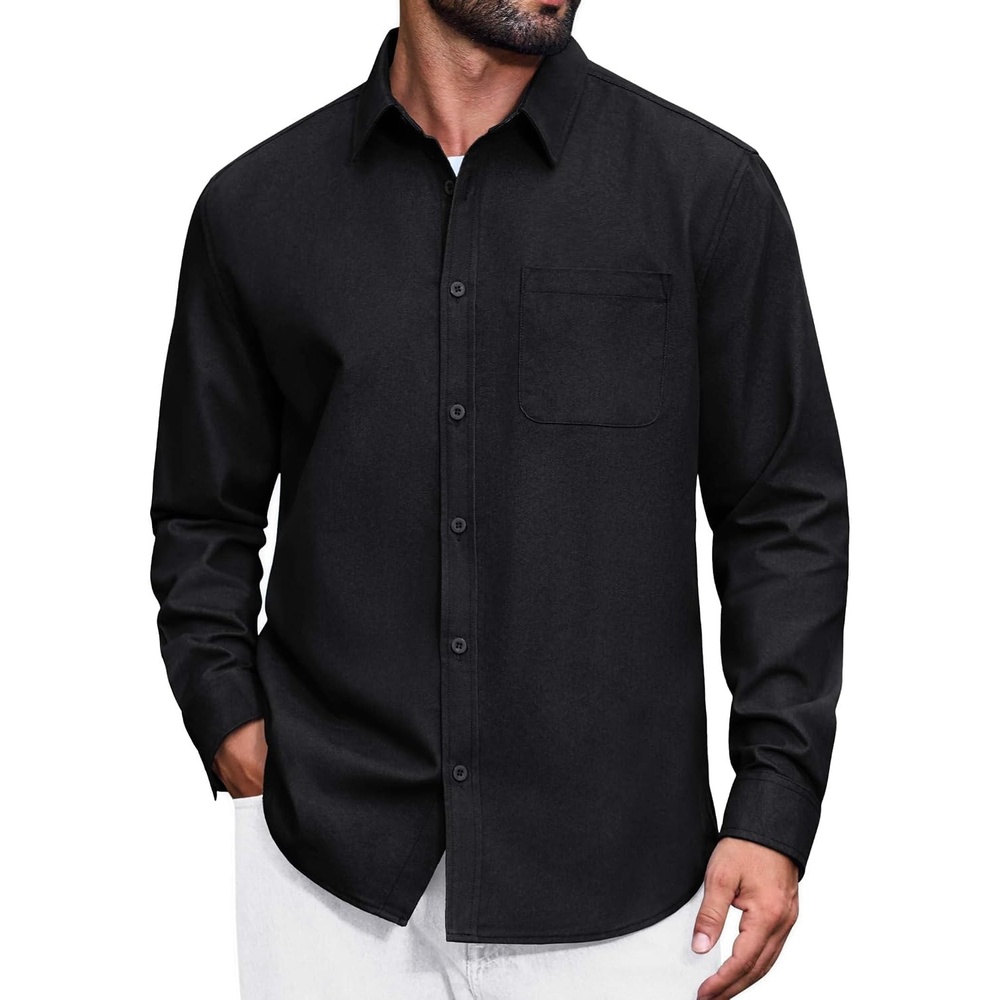 image:imageCOOFANDY Mens Long Sleeve Button Down Causal Denim Shirts Jean Shirt for MenBlack