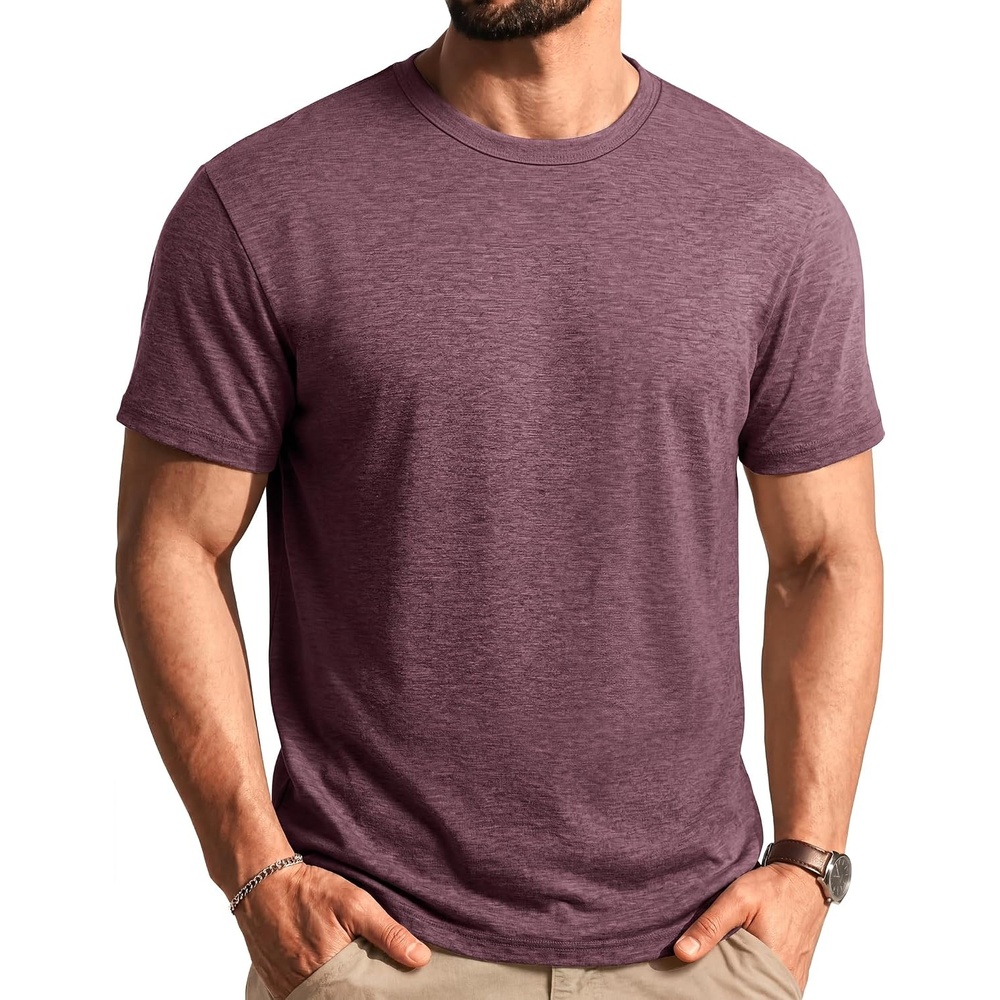 image:imageCOOFANDY Mens T Shirts Short Sleeve Soft Crew Neck Casual Basic Tee Shirts Lightweight breathable fabric basic crewneck design easy to layer or match great for daily wear gifts amp vacationWine Red