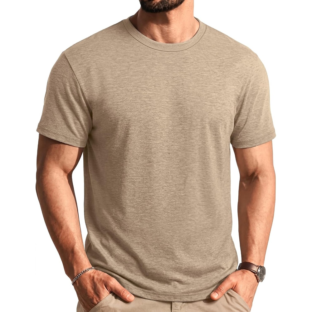 image:imageCOOFANDY Mens T Shirts Short Sleeve Soft Crew Neck Casual Basic Tee Shirts Lightweight breathable fabric basic crewneck design easy to layer or match great for daily wear gifts amp vacationKhaki