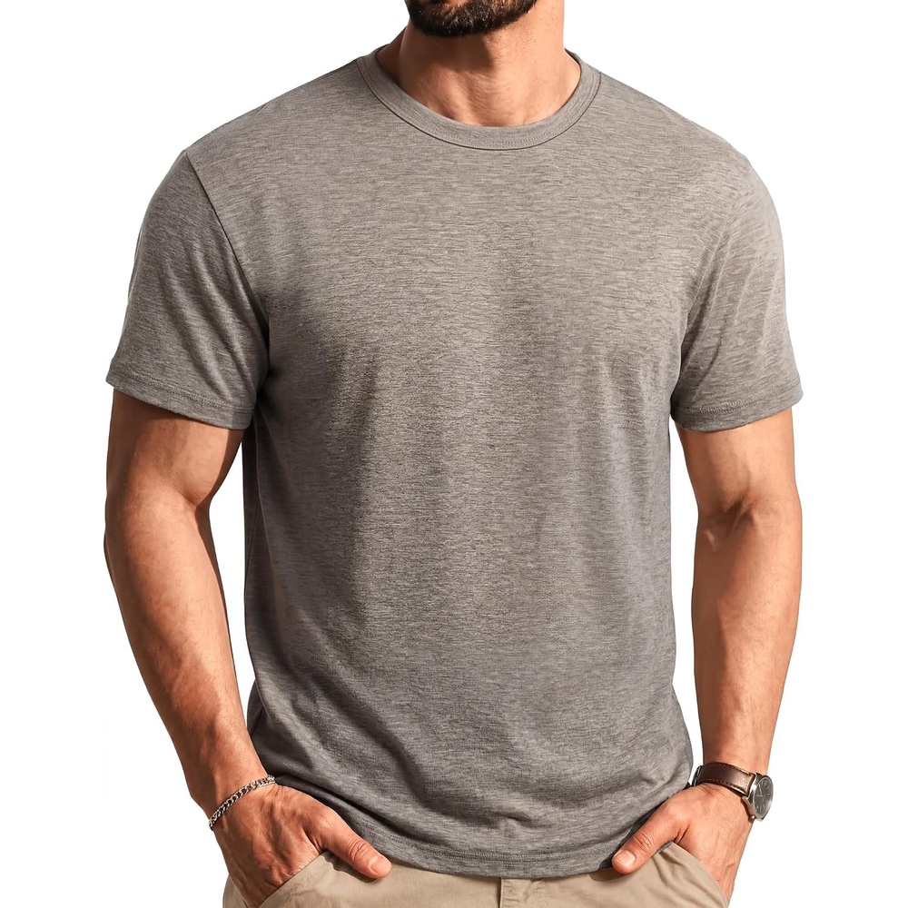image:imageCOOFANDY Mens T Shirts Short Sleeve Soft Crew Neck Casual Basic Tee Shirts Lightweight breathable fabric basic crewneck design easy to layer or match great for daily wear gifts amp vacationDark Khaki