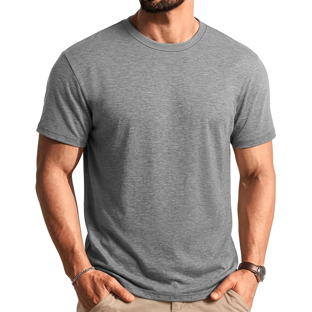 image:imageCOOFANDY Mens T Shirts Short Sleeve Soft Crew Neck Casual Basic Tee Shirts Lightweight breathable fabric basic crewneck design easy to layer or match great for daily wear gifts amp vacationGrey