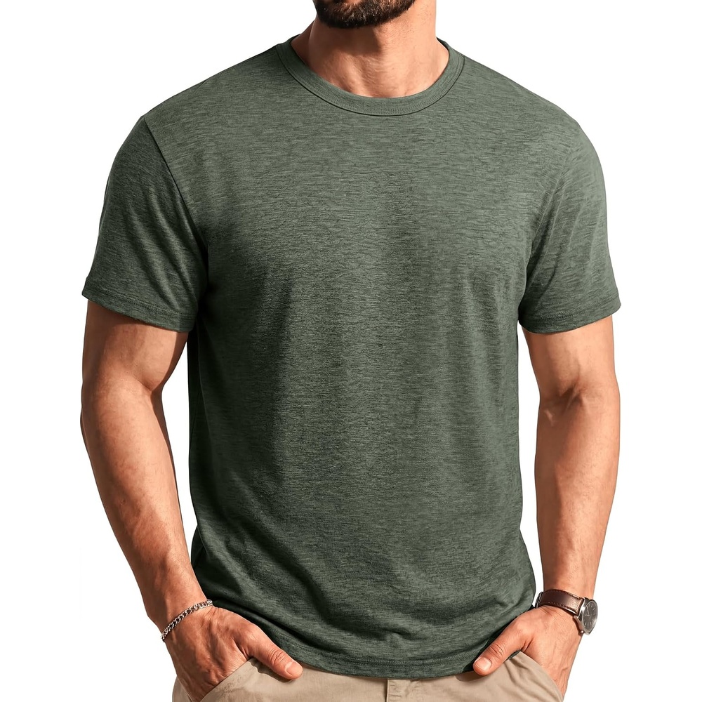 image:imageCOOFANDY Mens T Shirts Short Sleeve Soft Crew Neck Casual Basic Tee Shirts Lightweight breathable fabric basic crewneck design easy to layer or match great for daily wear gifts amp vacationArmy Green