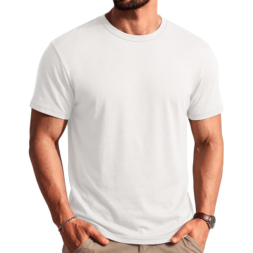 image:imageCOOFANDY Mens T Shirts Short Sleeve Soft Crew Neck Casual Basic Tee Shirts Lightweight breathable fabric basic crewneck design easy to layer or match great for daily wear gifts amp vacationAwhite