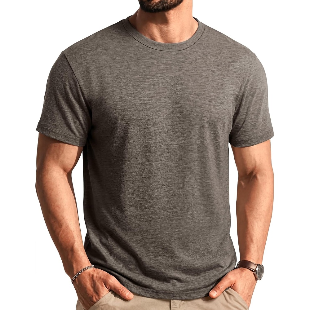 image:imageCOOFANDY Mens T Shirts Short Sleeve Soft Crew Neck Casual Basic Tee Shirts Lightweight breathable fabric basic crewneck design easy to layer or match great for daily wear gifts amp vacationBrown