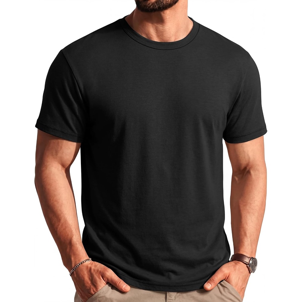 image:imageCOOFANDY Mens T Shirts Short Sleeve Soft Crew Neck Casual Basic Tee Shirts Lightweight breathable fabric basic crewneck design easy to layer or match great for daily wear gifts amp vacationAblack