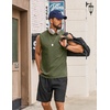 COOFANDY Men Cotton Sleeveless Tank Top Muscle T Shirts Casual Beach Tank Khaki Breathable Washed Running Tee Shirt(Army Green)