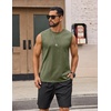 COOFANDY Men Cotton Sleeveless Tank Top Muscle T Shirts Casual Beach Tank Khaki Breathable Washed Running Tee Shirt(Army Green)