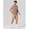COOFANDY Men Cotton Sleeveless Tank Top Muscle T Shirts Casual Beach Tank Khaki Breathable Washed Running Tee Shirt(Khaki)