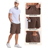 COOFANDY Mens Cargo Shorts Cotton Twill Casual Work Hiking Cargo Shorts | Chino Cotton, Hiking Shorts With 5 Pockets, Drawstring Stretch Elastic Waist, Breathable Summer Outdoor Camping Travel Wear.(Brown)