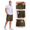 COOFANDY Mens Cargo Shorts Cotton Twill Casual Work Hiking Cargo Shorts | Chino Cotton, Hiking Shorts With 5 Pockets, Drawstring Stretch Elastic Waist, Breathable Summer Outdoor Camping Travel Wear.(Olive Green)