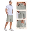 COOFANDY Mens Cargo Shorts Cotton Twill Casual Work Hiking Cargo Shorts | Chino Cotton, Hiking Shorts With 5 Pockets, Drawstring Stretch Elastic Waist, Breathable Summer Outdoor Camping Travel Wear.(Light Green)