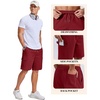 COOFANDY Mens Cargo Shorts Cotton Twill Casual Work Hiking Cargo Shorts | Chino Cotton, Hiking Shorts With 5 Pockets, Drawstring Stretch Elastic Waist, Breathable Summer Outdoor Camping Travel Wear.(Red)