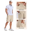 COOFANDY Mens Cargo Shorts Cotton Twill Casual Work Hiking Cargo Shorts | Chino Cotton, Hiking Shorts With 5 Pockets, Drawstring Stretch Elastic Waist, Breathable Summer Outdoor Camping Travel Wear.(Light Beige)