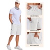 COOFANDY Mens Cargo Shorts Cotton Twill Casual Work Hiking Cargo Shorts | Chino Cotton, Hiking Shorts With 5 Pockets, Drawstring Stretch Elastic Waist, Breathable Summer Outdoor Camping Travel Wear.(White)