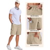 COOFANDY Mens Cargo Shorts Cotton Twill Casual Work Hiking Cargo Shorts | Chino Cotton, Hiking Shorts With 5 Pockets, Drawstring Stretch Elastic Waist, Breathable Summer Outdoor Camping Travel Wear.(Light Brown)