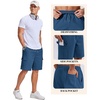 COOFANDY Mens Cargo Shorts Cotton Twill Casual Work Hiking Cargo Shorts | Chino Cotton, Hiking Shorts With 5 Pockets, Drawstring Stretch Elastic Waist, Breathable Summer Outdoor Camping Travel Wear.(Blue)