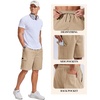 COOFANDY Mens Cargo Shorts Cotton Twill Casual Work Hiking Cargo Shorts | Chino Cotton, Hiking Shorts With 5 Pockets, Drawstring Stretch Elastic Waist, Breathable Summer Outdoor Camping Travel Wear.(Khaki)