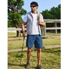 COOFANDY Mens Cargo Shorts Cotton Twill Casual Work Hiking Cargo Shorts | Chino Cotton, Hiking Shorts With 5 Pockets, Drawstring Stretch Elastic Waist, Breathable Summer Outdoor Camping Travel Wear.(Blue)