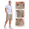 COOFANDY Mens Cargo Shorts Cotton Twill Casual Work Hiking Cargo Shorts | Chino Cotton, Hiking Shorts With 5 Pockets, Drawstring Stretch Elastic Waist, Breathable Summer Outdoor Camping Travel Wear.(Beige)