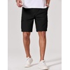 COOFANDY Mens Cargo Shorts Cotton Twill Casual Work Hiking Cargo Shorts | Chino Cotton, Hiking Shorts With 5 Pockets, Drawstring Stretch Elastic Waist, Breathable Summer Outdoor Camping Travel Wear.(Black)