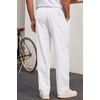 COOFANDY Men’s Casual Chino Pants Drawstring Elastic Waist Relaxed Fit Pant | Elastic Drawstring Waist, Cotton Twill Fabric, Side Pockets, Relaxed Fit, Straight Leg, Daily Wear, Office Wear, Travel Wear(White)