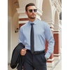 COOFANDY Mens Stretch Dress Shirts Long Sleeve Button Down Shirt Regular Fit Formal Business Shirts(Blue Stripe-black Dot)