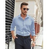 COOFANDY Mens Stretch Dress Shirts Long Sleeve Button Down Shirt Regular Fit Formal Business Shirts(Blue Stripe-black Dot)