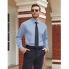 COOFANDY Mens Stretch Dress Shirts Long Sleeve Button Down Shirt Regular Fit Formal Business Shirts(Blue Stripe-black Dot)