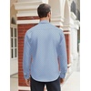 COOFANDY Mens Stretch Dress Shirts Long Sleeve Button Down Shirt Regular Fit Formal Business Shirts(Blue Stripe-black Dot)