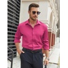 COOFANDY Mens Stretch Dress Shirts Long Sleeve Button Down Shirt Regular Fit Formal Business Shirts(Bright Pink)