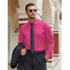 COOFANDY Mens Stretch Dress Shirts Long Sleeve Button Down Shirt Regular Fit Formal Business Shirts(Bright Pink)