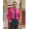 COOFANDY Mens Stretch Dress Shirts Long Sleeve Button Down Shirt Regular Fit Formal Business Shirts(Bright Pink)