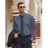COOFANDY Mens Stretch Dress Shirts Long Sleeve Button Down Shirt Regular Fit Formal Business Shirts(Navy-white)