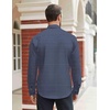 COOFANDY Mens Stretch Dress Shirts Long Sleeve Button Down Shirt Regular Fit Formal Business Shirts(Navy-white)
