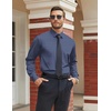 COOFANDY Mens Stretch Dress Shirts Long Sleeve Button Down Shirt Regular Fit Formal Business Shirts(Navy-white)