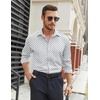 COOFANDY Mens Stretch Dress Shirts Long Sleeve Button Down Shirt Regular Fit Formal Business Shirts(White-blue)