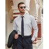 COOFANDY Mens Stretch Dress Shirts Long Sleeve Button Down Shirt Regular Fit Formal Business Shirts(White-blue)