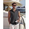 COOFANDY Men’s Summer Sleeveless Shirts Beach Knit Tank Top Button Up Tops | Knitted and Stretchy Textured Fabric, Breathable Tank Shirt For Casual Vacation Cruise, Fashion Dress Cut Off Shirts(Dark Gray)