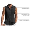 COOFANDY Men’s Summer Sleeveless Shirts Beach Knit Tank Top Button Up Tops | Knitted and Stretchy Textured Fabric, Breathable Tank Shirt For Casual Vacation Cruise, Fashion Dress Cut Off Shirts(Black)