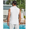COOFANDY Men’s Summer Sleeveless Shirts Beach Knit Tank Top Button Up Tops | Knitted and Stretchy Textured Fabric, Breathable Tank Shirt For Casual Vacation Cruise, Fashion Dress Cut Off Shirts(White)