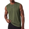 COOFANDY Men Cotton Sleeveless Tank Top Muscle T Shirts Casual Beach Tank Khaki Breathable Washed Running Tee Shirt(Army Green)