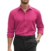COOFANDY Mens Stretch Dress Shirts Long Sleeve Button Down Shirt Regular Fit Formal Business Shirts(Bright Pink)