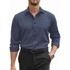 COOFANDY Mens Stretch Dress Shirts Long Sleeve Button Down Shirt Regular Fit Formal Business Shirts(Navy-white)